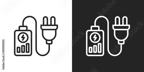 Charger Icon In Black And White Line Style