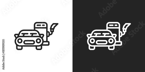 Charging Station Icon In Black And White Line Style