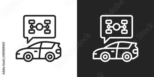 Drivetrain Icon In Black And White Line Style