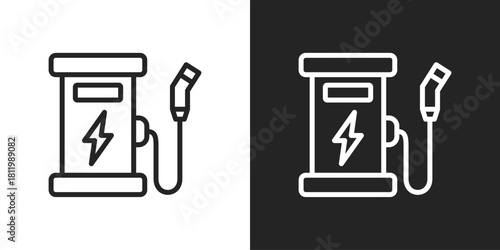 Electric Charge Icon In Black And White Line Style