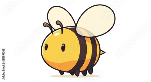 Cute chubby cartoon bee character illustration.
