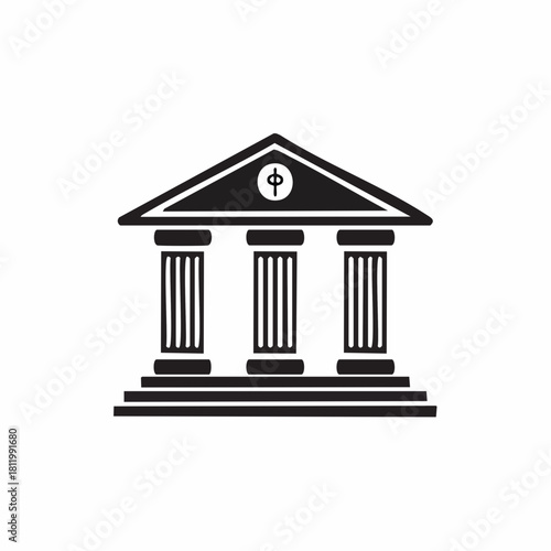 Abstract architectural structure featuring classic pillars and design on white backdrop