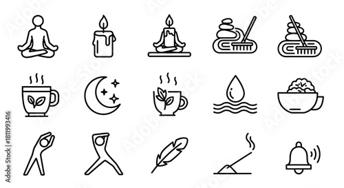 Simple Outline of a Person Meditating in Lotus Position, Calm and Peaceful.