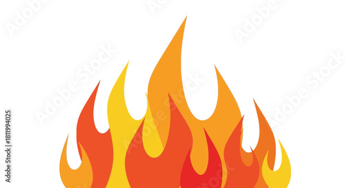 Vibrant cartoon fire flames illustration on white background.