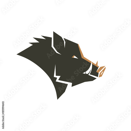 Minimalist Wild Boar Head Logo – Geometric Animal Mascot
