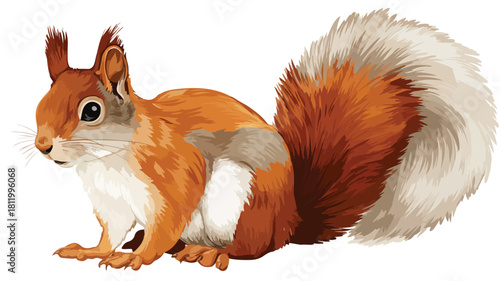 Cute Cartoon Squirrel with White Belly and Brown Tail