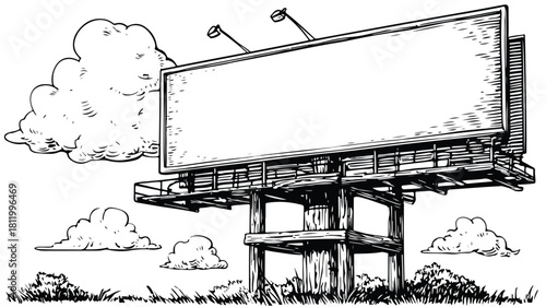 Cartoon Billboard with Empty Sign Illustration for Marketing Purposes
