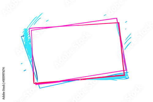 Colorful skewed frame with layered blue and pink lines