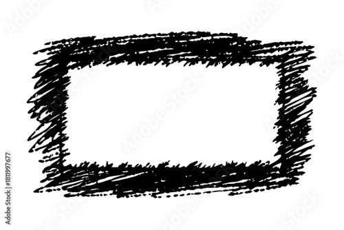 Heavy scribble black frame with bold crosshatch style