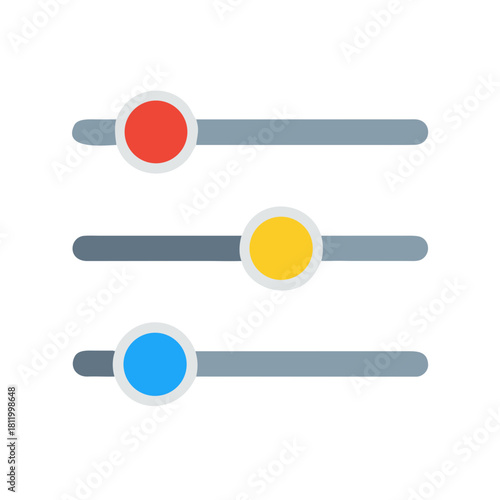 Horizontal slider controls with colorful knobs