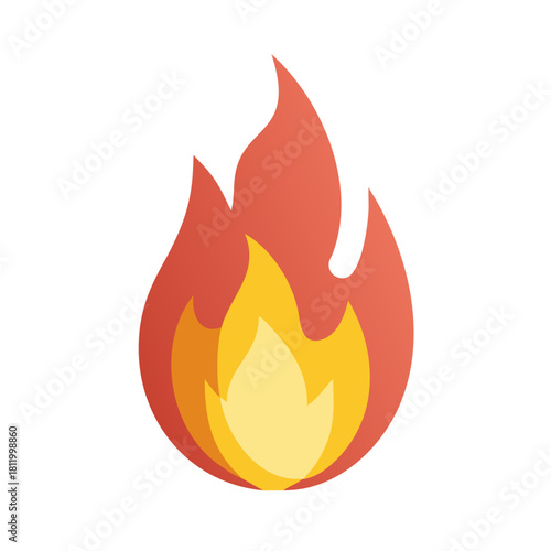Red and yellow flame icon in flat style