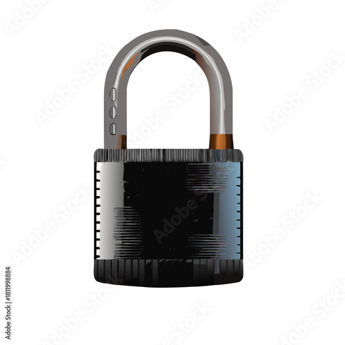 Metallic padlock icon with dark shackle