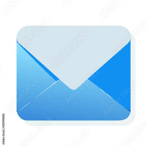 Blue envelope icon with paper inside