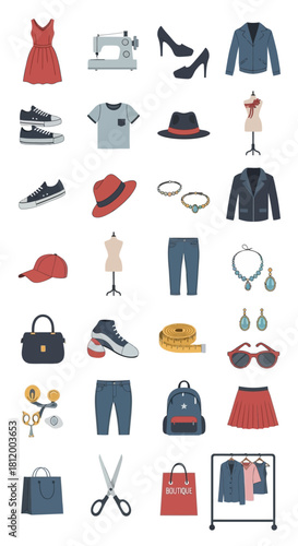 Assortment of Fashionable Clothing and Accessories for Stylish Individuals.