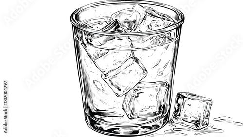 Refreshing Vector Drawing of Beer Glass with Ice, Perfect for Projects