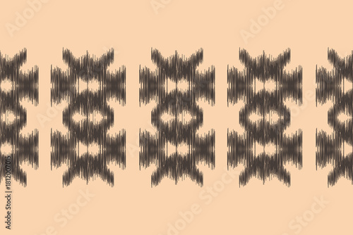 Traditional ethnic ikat motif fabric pattern embroidery Ethnic oriental pattern white cream brown background wallpaper abstract,vector,decoration art.