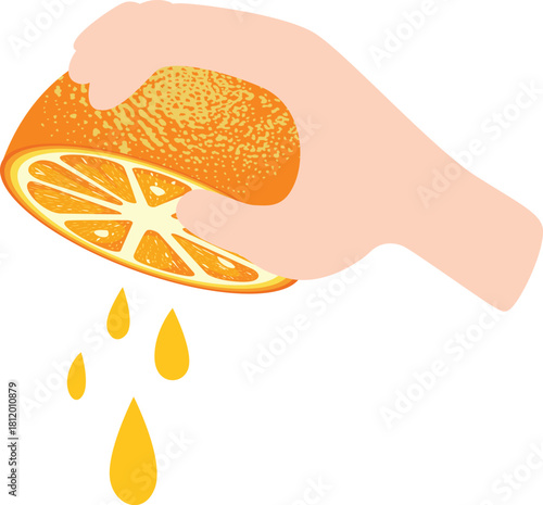 Hand Squeezing a Fresh Orange for Juice