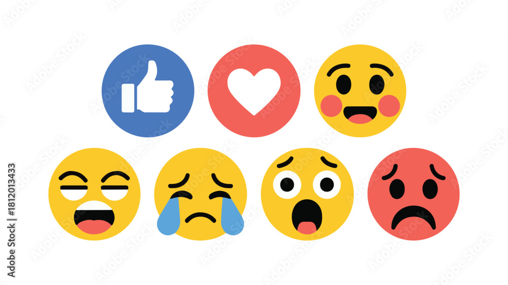 Fototapeta premium Colorful Easter eggs with happy and cheerful smiley faces vector icons set