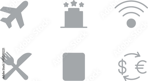 Set of travel and vacation vector icons isolated on