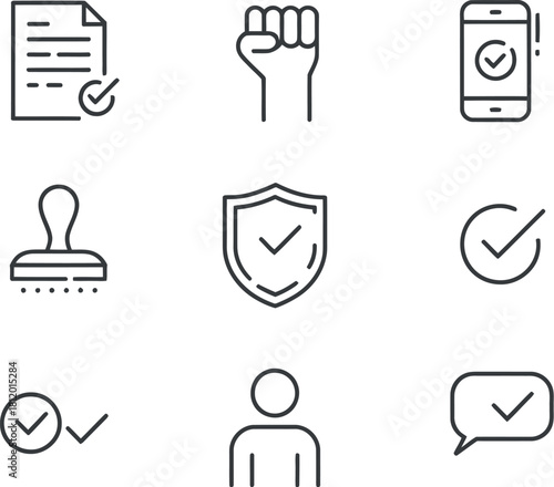 Approval icon set isolated on