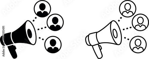 Megaphone with user icon isolated on