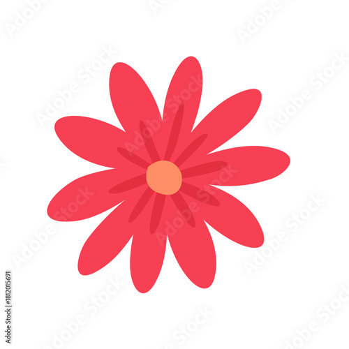 red flower on white background