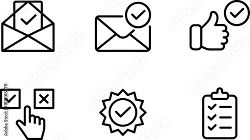 Set of check mark icons isolated on