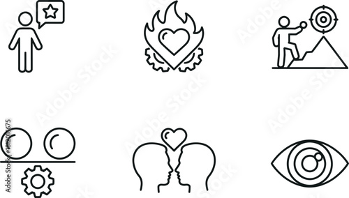 Set of business and motivation line vector icons