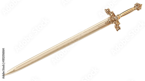 Golden Sword with Intricate Design - Vector Illustration