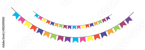 Transparent PNG available
Carnival garland, Bunting flags banner, birthday party decoration isolated on transparent background. Vector illustration.
