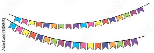 Transparent PNG available
Carnival garland, Bunting flags banner, birthday party decoration isolated on transparent background. Vector illustration.