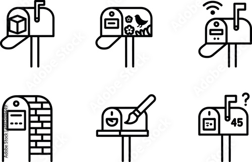 Set of mailbox icons isolated on