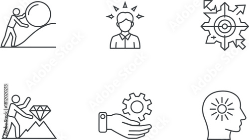 Business line icons isolated on