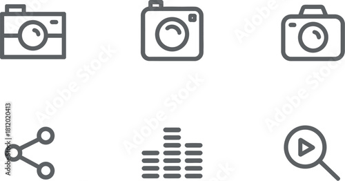 Set of media and sharing icons isolated on