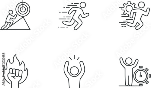Set of business motivation icons isolated on