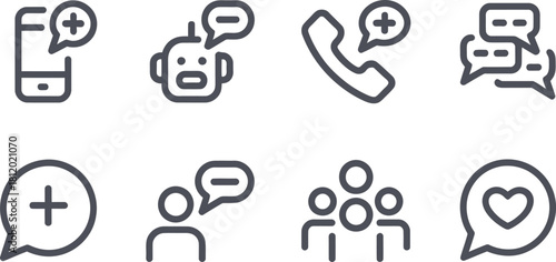 Set of communication icons isolated on