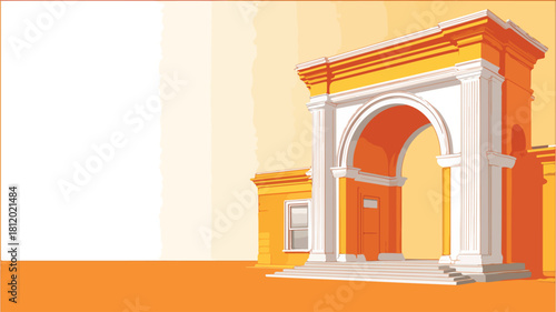 Grand Architectural Archway in a Majestic Building Facade