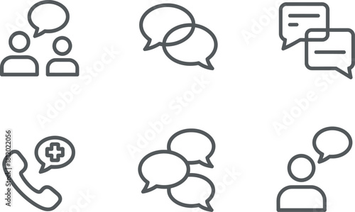 Communication and conversation icons isolated on