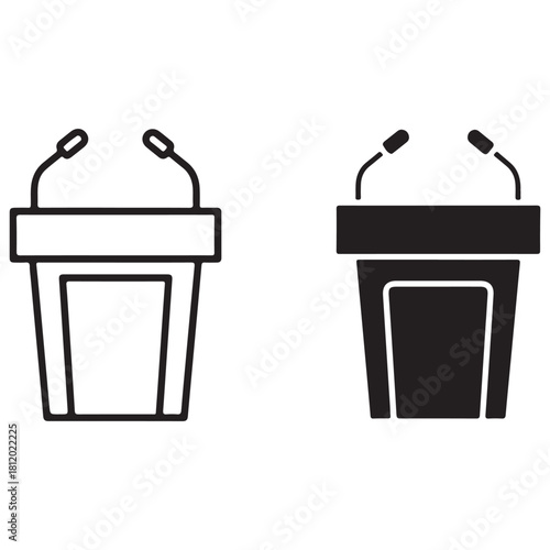 Lectern and Microphone Icons for Public Speaking and Presentations