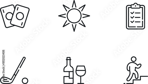 Set of leisure activity icons isolated on