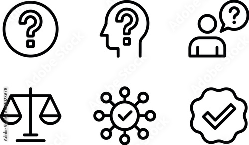 Set of vector icons about question isolated on