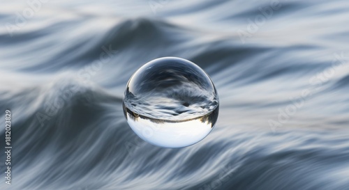 Conceptual Image of Clear Mind and Focused Thought. smooth stone or object floating above a blurred, turbulent background. Soft, clean lighting emphasizes the stillness