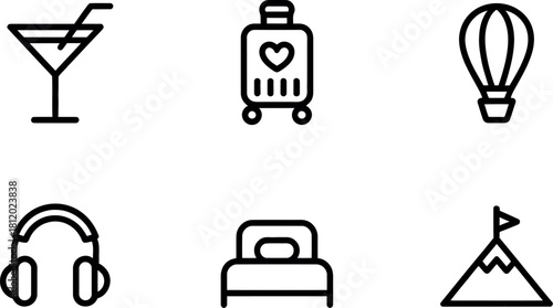 Set of vector icons about travel isolated on