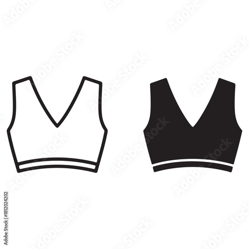 Sports Bra Outline and Silhouette Icons