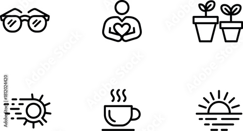 Lifestyle and wellness icons isolated on