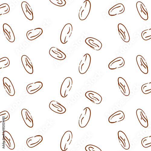 Simple doodle of brown coffee beans seamless pattern