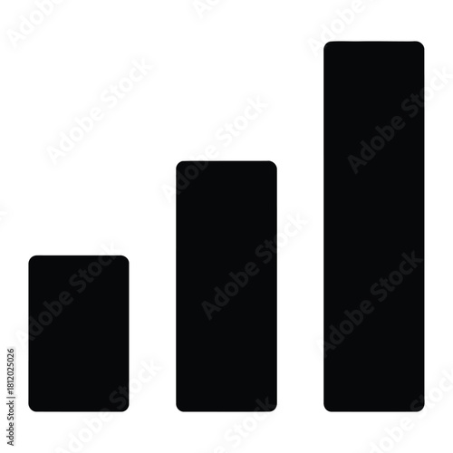 Bar Chart Silhouette Vector Icon– Business Growth Vector Icon