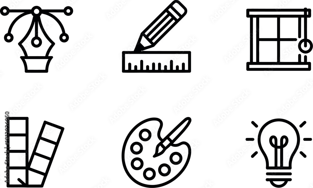 Fototapeta premium Collection of graphic design line icons