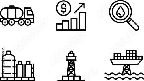 Oil and gas industry icon set isolated on