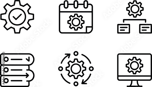 Settings and configuration icon set isolated on white